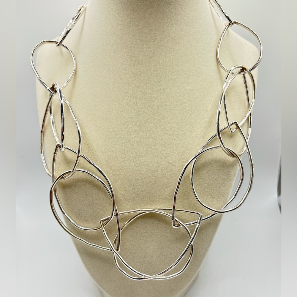 Organic Interlocking Silver Link Necklace - Women's Jewelry